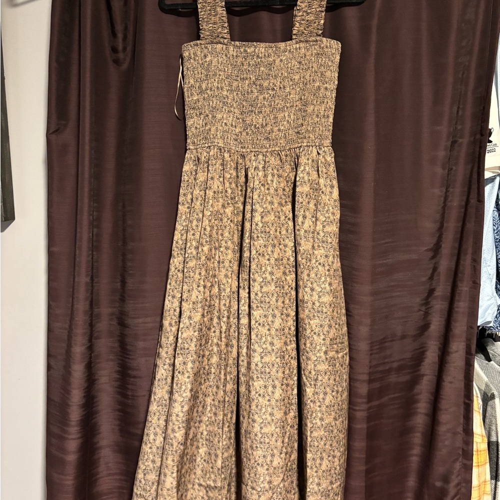 Promesa Floral Midi Dress - Cream and Brown